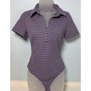Zara Small V-Neck Bodysuit Womens Purple‎ Lavender Open Back sexy golf sporty